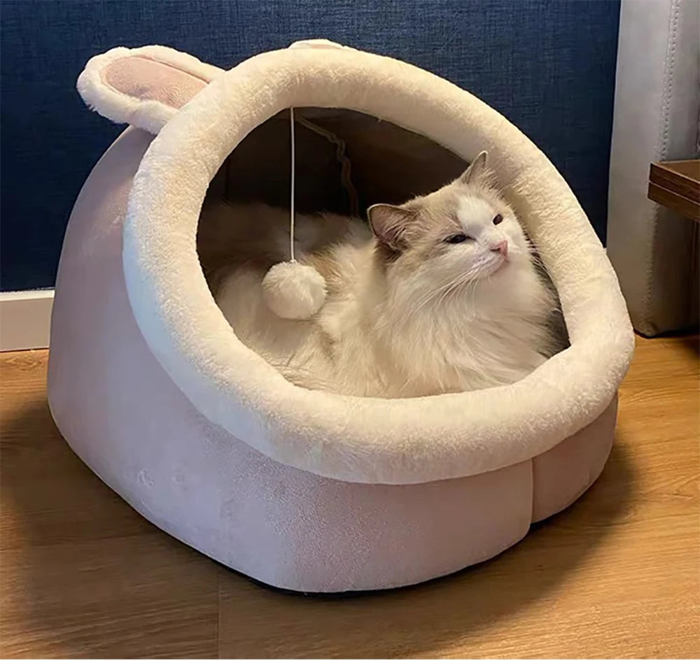 Deep Sleep Foldable Cat Bed – Cozy Cave Mat for Cats & Small Dogs