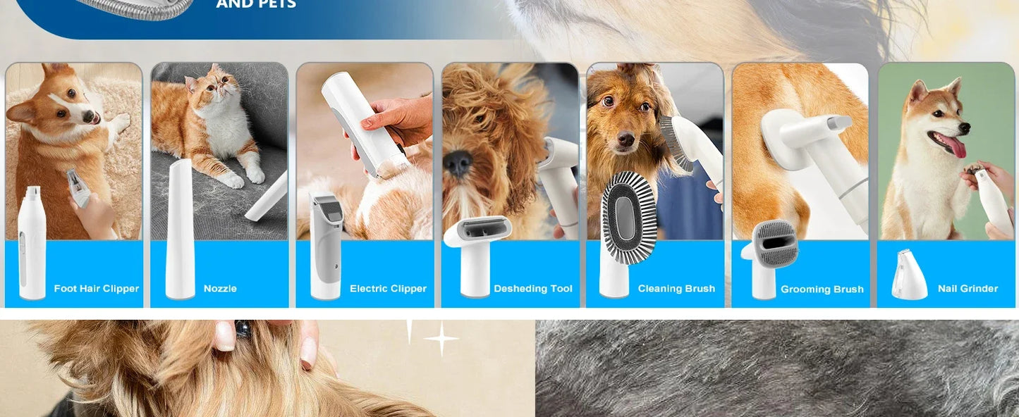 Dog Grooming Kit - Clippers, Vacuum & 5 Shedding Tools for Pets