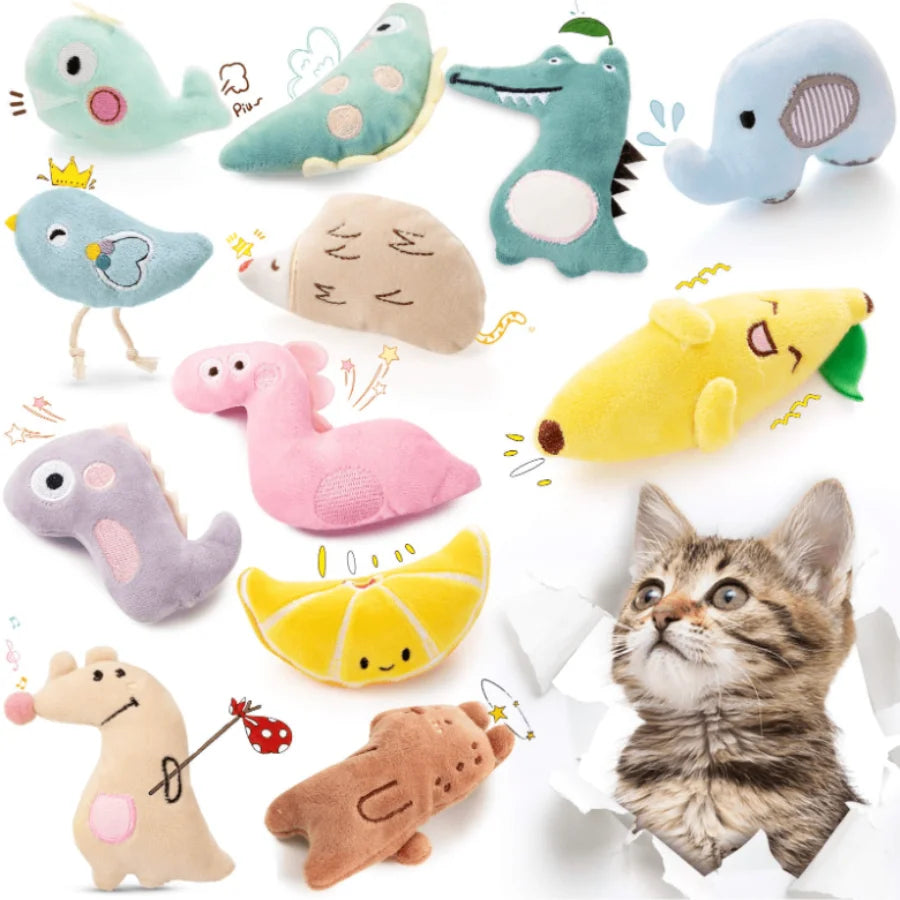 Cute Plush Cat Chew Toy - Cartoon Molar Bite & Interactive Play