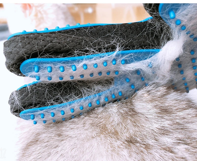 Pet Grooming Glove - Hair Deshedding Brush & Massage Comb for Cats & Dogs