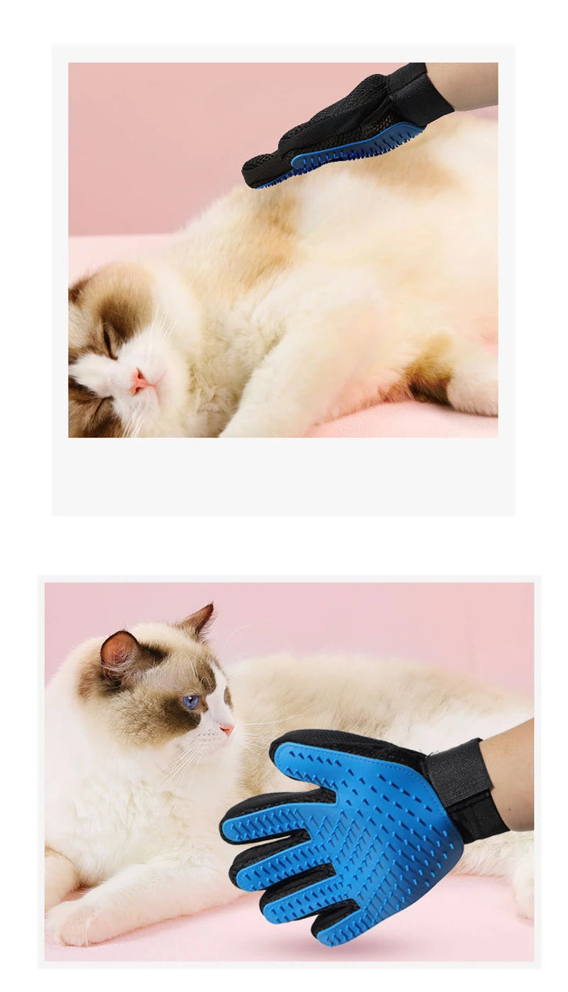 Pet Grooming Glove - Hair Deshedding Brush & Massage Comb for Cats & Dogs