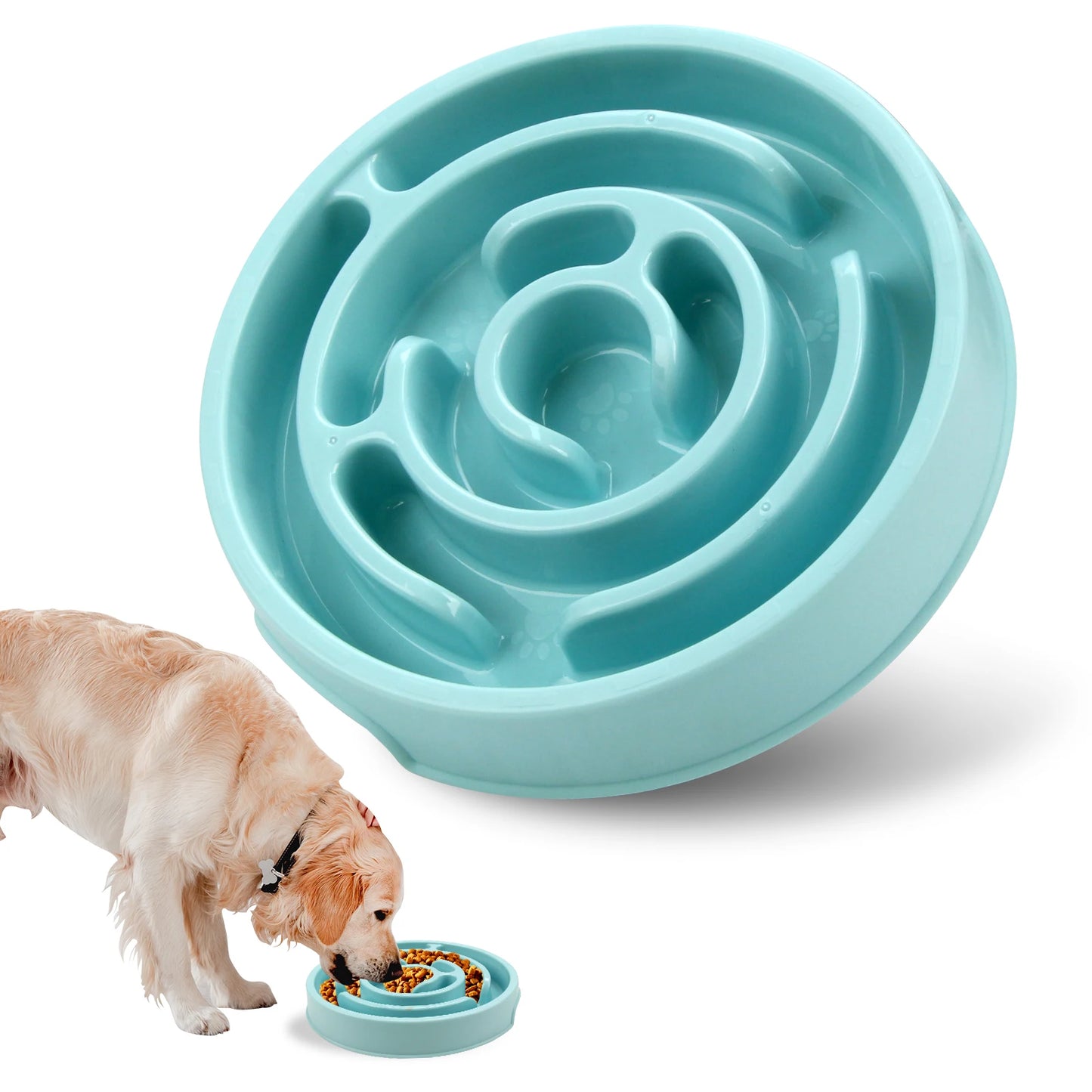 Anti-Gulping Slow Feeder Dog Bowl - Non-Slip Eco Dish for All Sizes