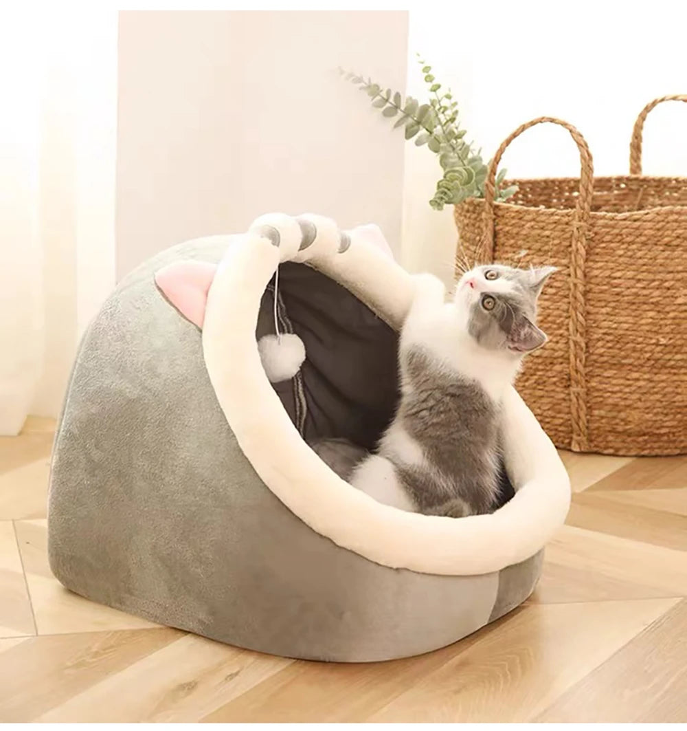 Deep Sleep Foldable Cat Bed – Cozy Cave Mat for Cats & Small Dogs
