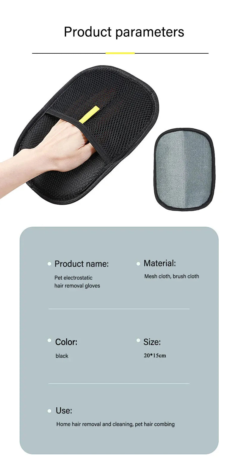 Static Dedusting Pet Grooming Gloves - Hair Remover for Dog & Cat