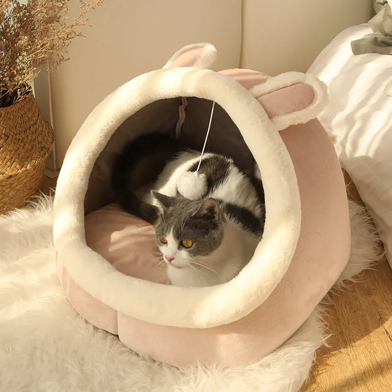 Deep Sleep Foldable Cat Bed – Cozy Cave Mat for Cats & Small Dogs