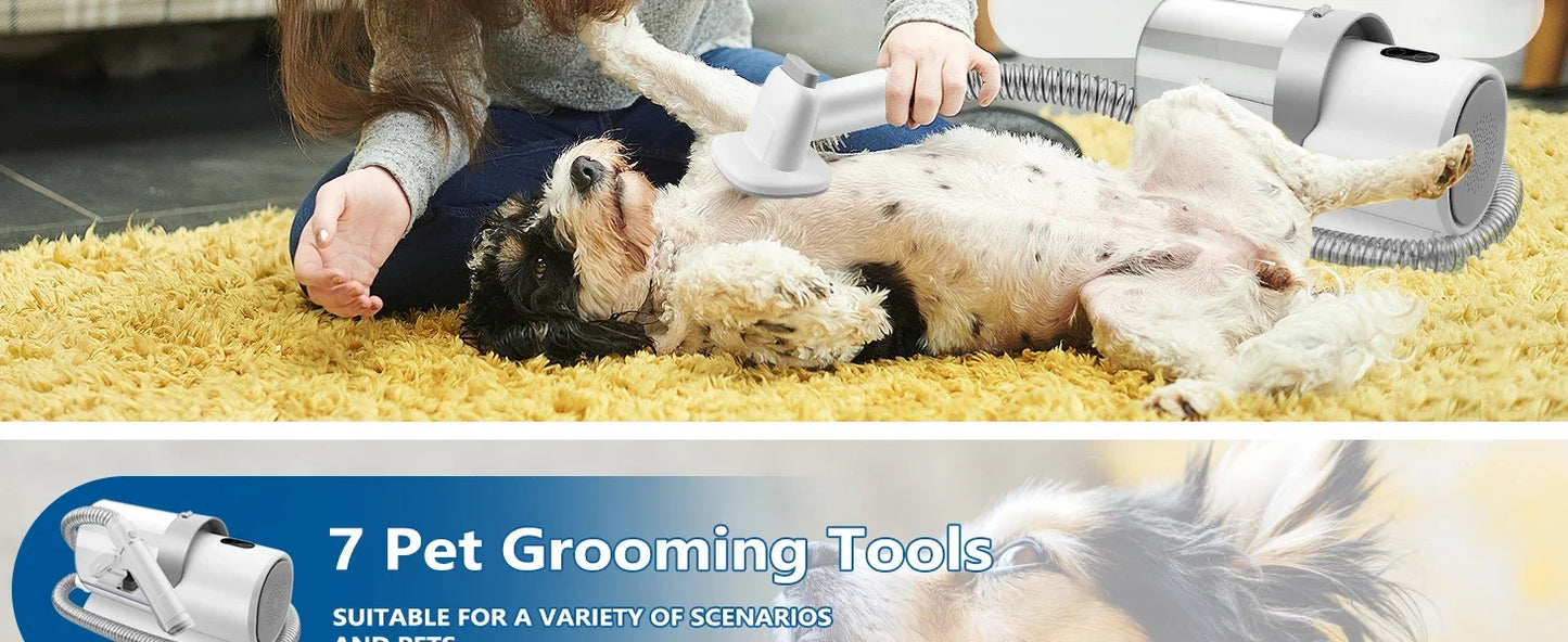 Dog Grooming Kit - Clippers, Vacuum & 5 Shedding Tools for Pets