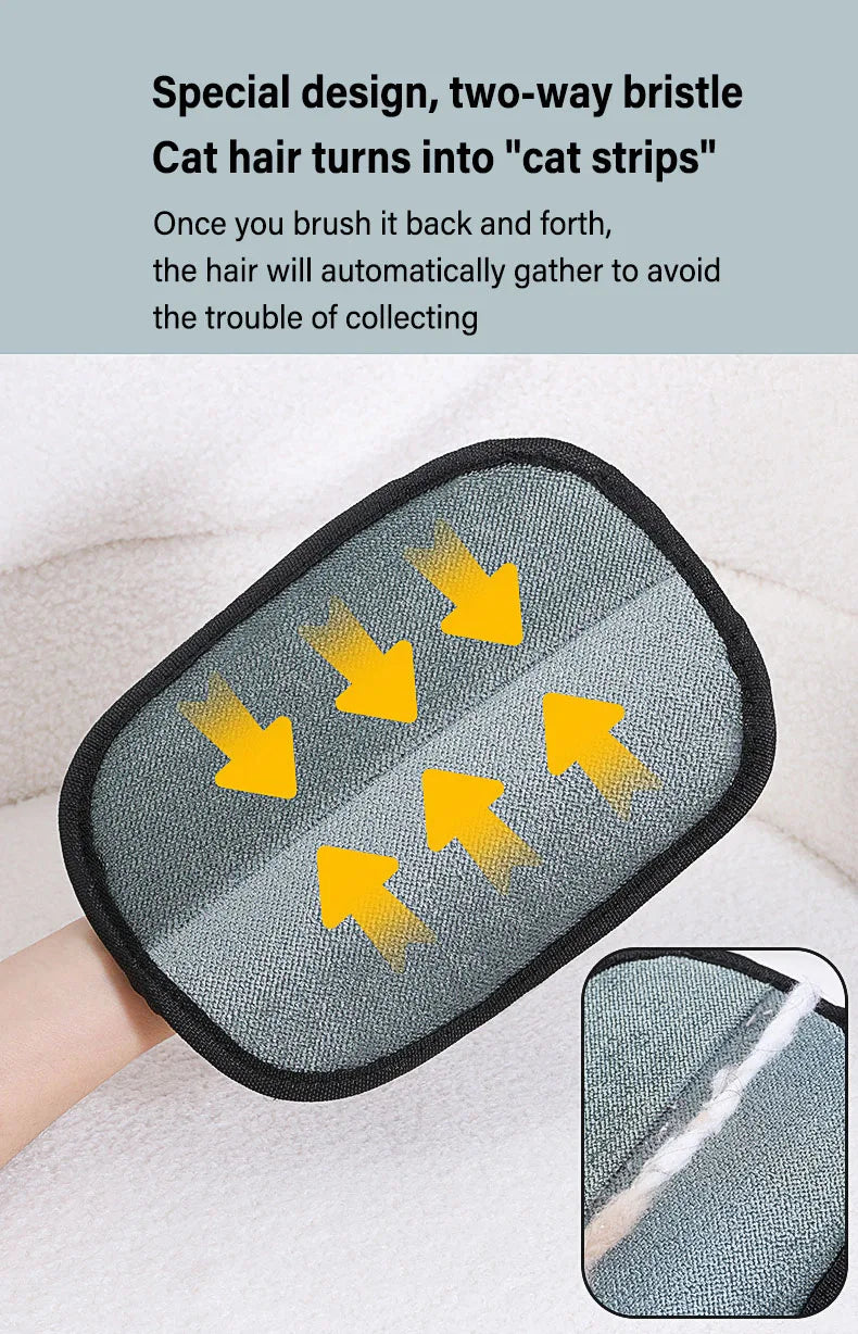 Static Dedusting Pet Grooming Gloves - Hair Remover for Dog & Cat