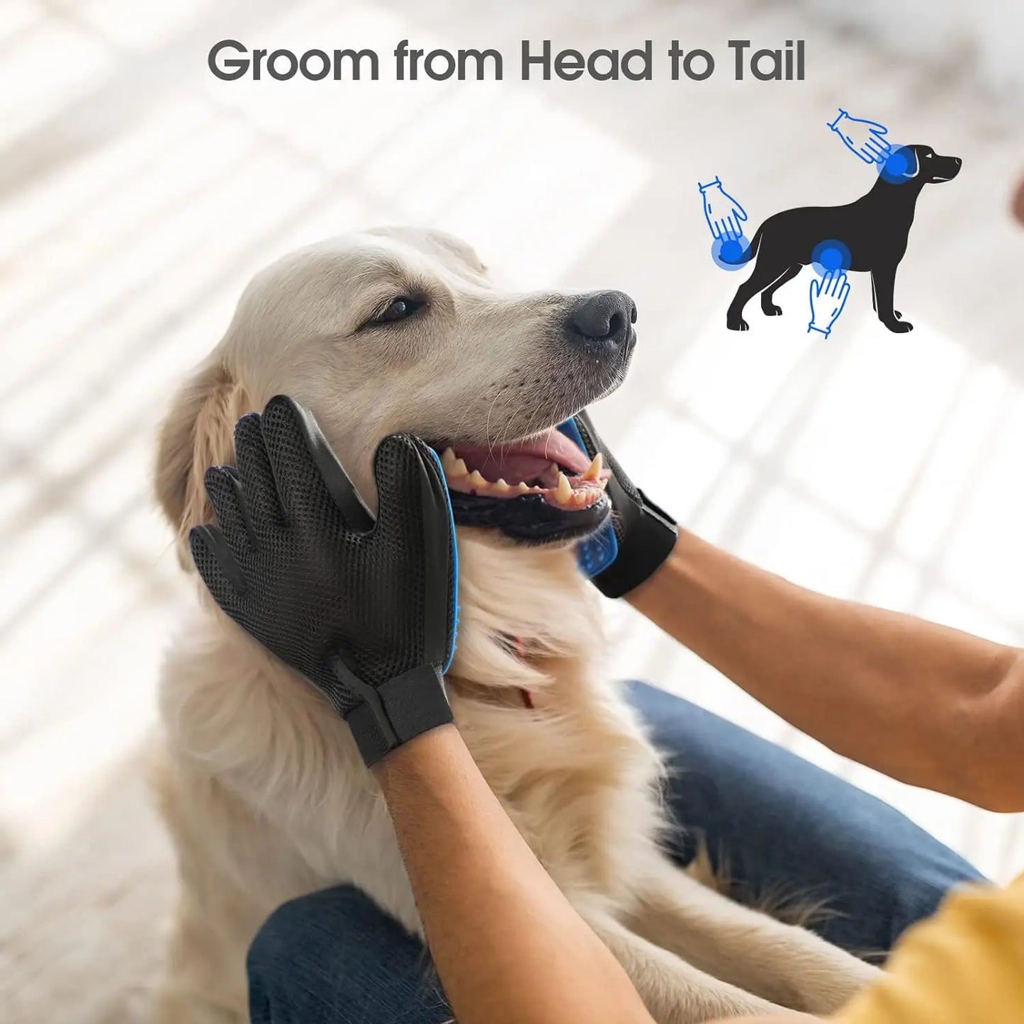 Pet Grooming Glove - Deshedding Brush & Massage Tool for Cats & Dogs