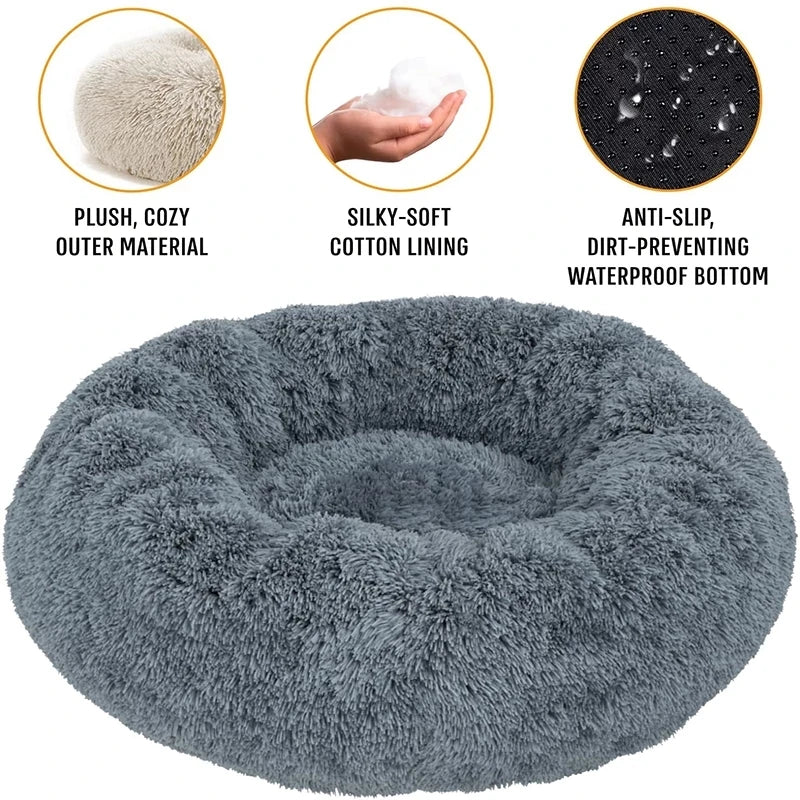 Soft Round Pet Bed for Medium & Large Dogs  Winter Warm Plush Sleeping Mat