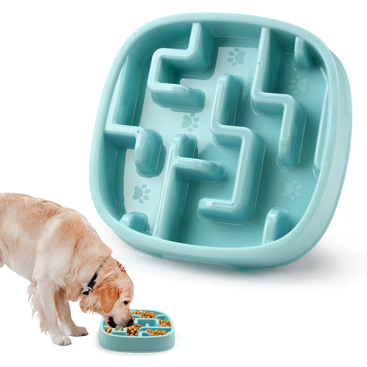 Anti-Gulping Slow Feeder Dog Bowl - Non-Slip Eco Dish for All Sizes