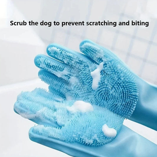 Pet Grooming Cleaning Gloves - Bathing Scrubber & Hair Removal Sponge