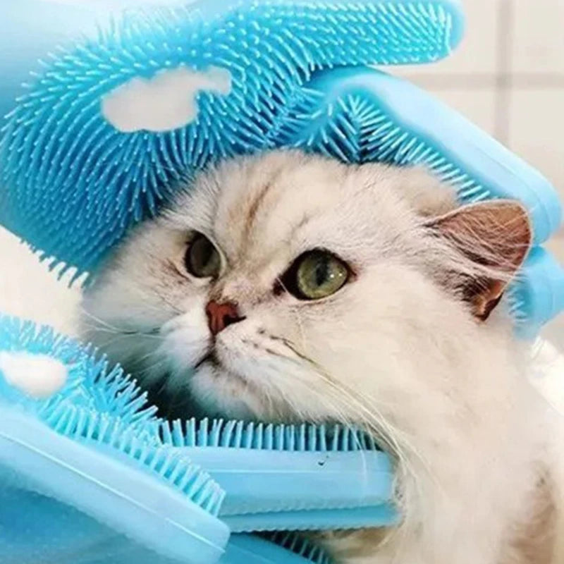 Silicone Pet Bathing Gloves - Shampoo & Hair Removal Massaging Sponge