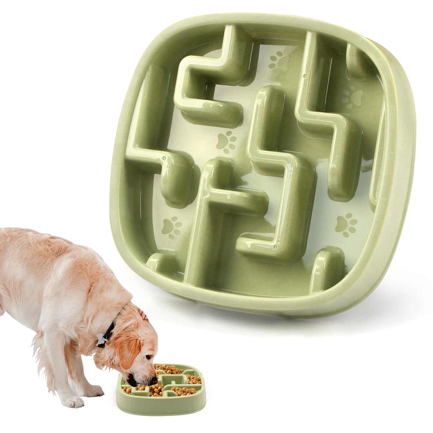 Anti-Gulping Slow Feeder Dog Bowl - Non-Slip Eco Dish for All Sizes