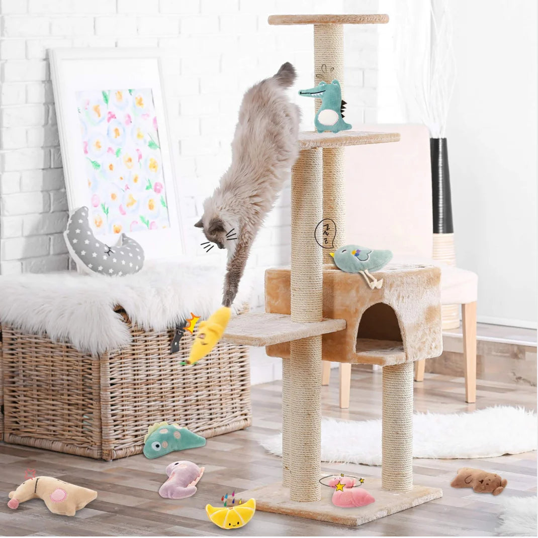 Cute Plush Cat Chew Toy - Cartoon Molar Bite & Interactive Play