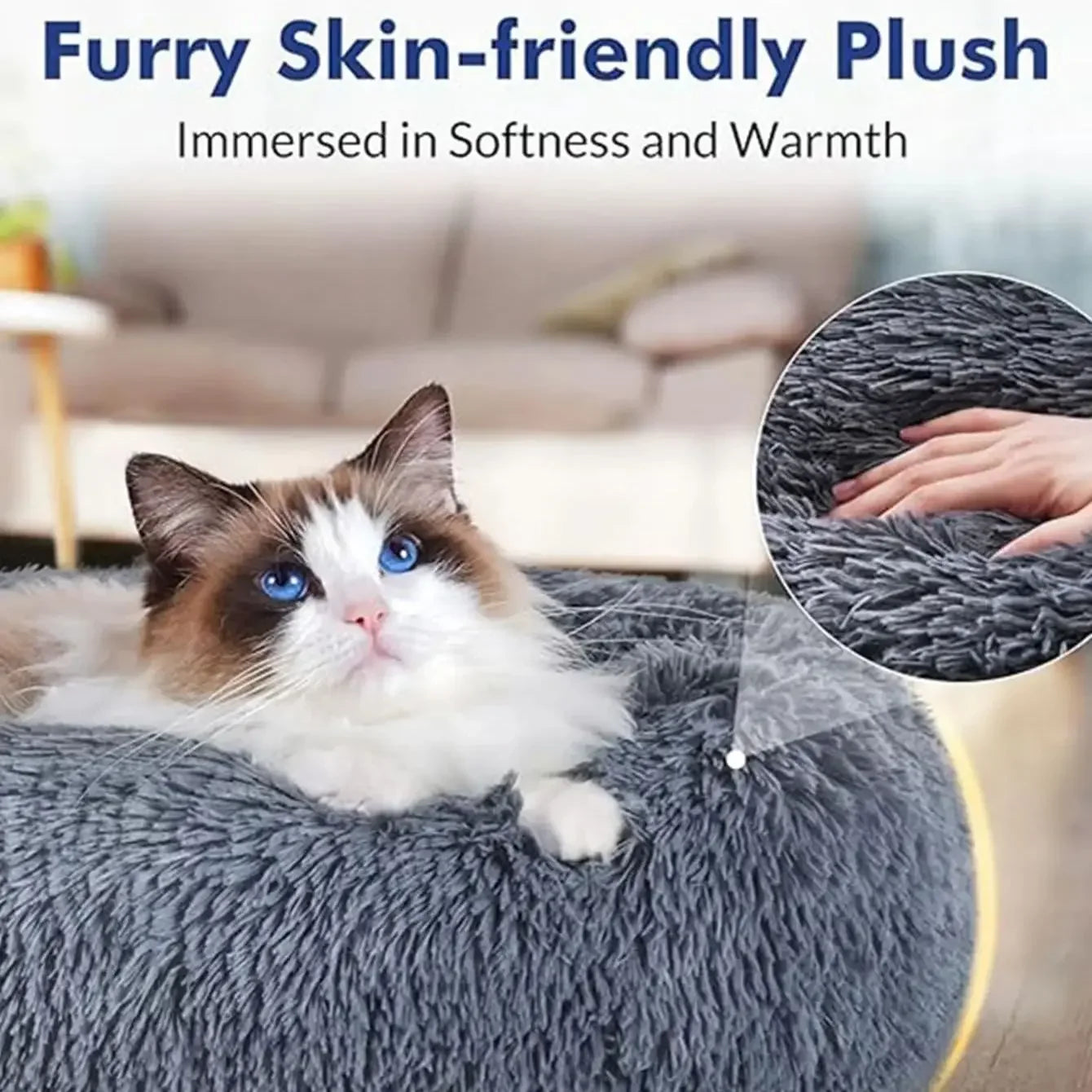 Soft Round Pet Bed for Medium & Large Dogs  Winter Warm Plush Sleeping Mat