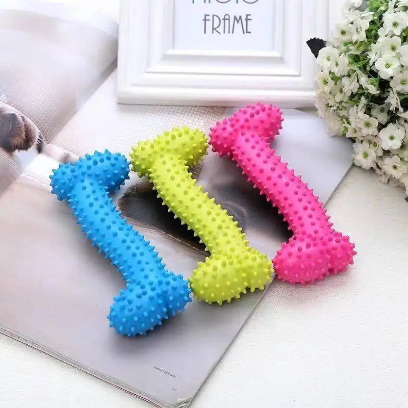 Rubber Chew Toy for Small Dogs - Bite-Resistant & Teeth Cleaning