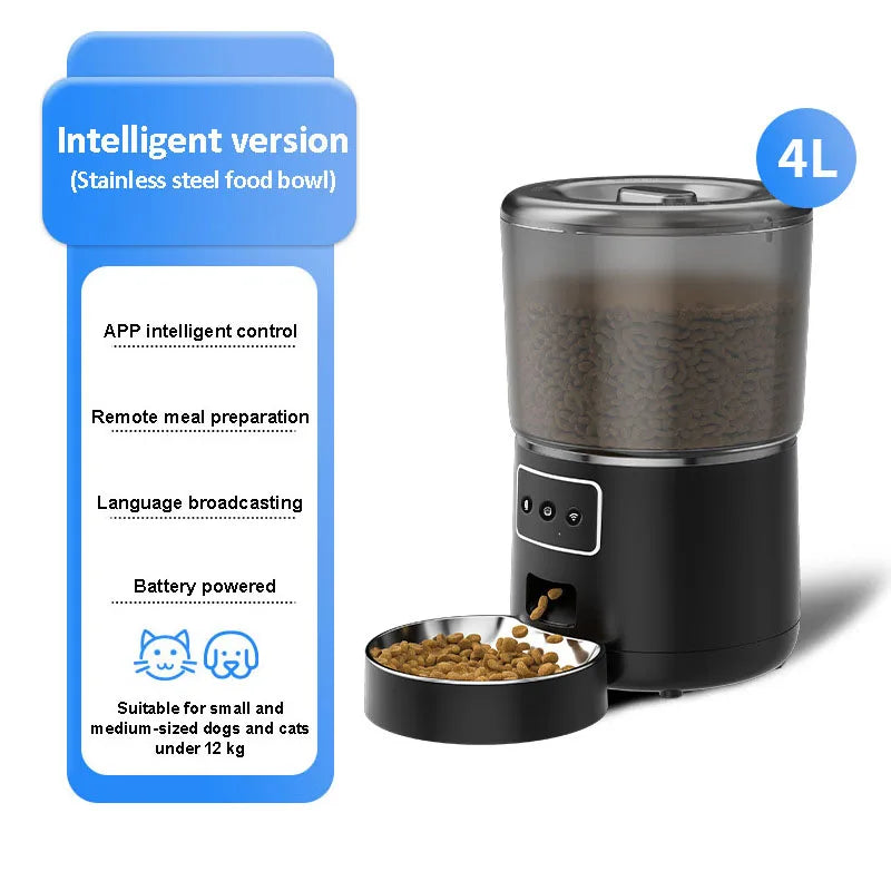 4L Smart Automatic Pet Feeder - Remote APP Controlled for Dogs & Cats