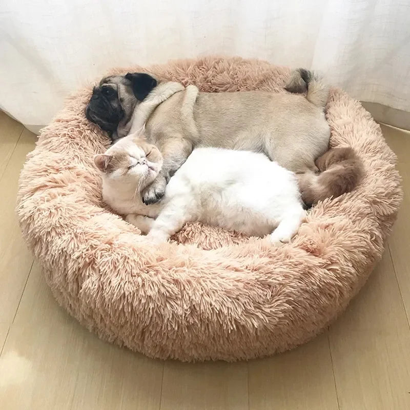 Soft Round Pet Bed for Medium & Large Dogs  Winter Warm Plush Sleeping Mat