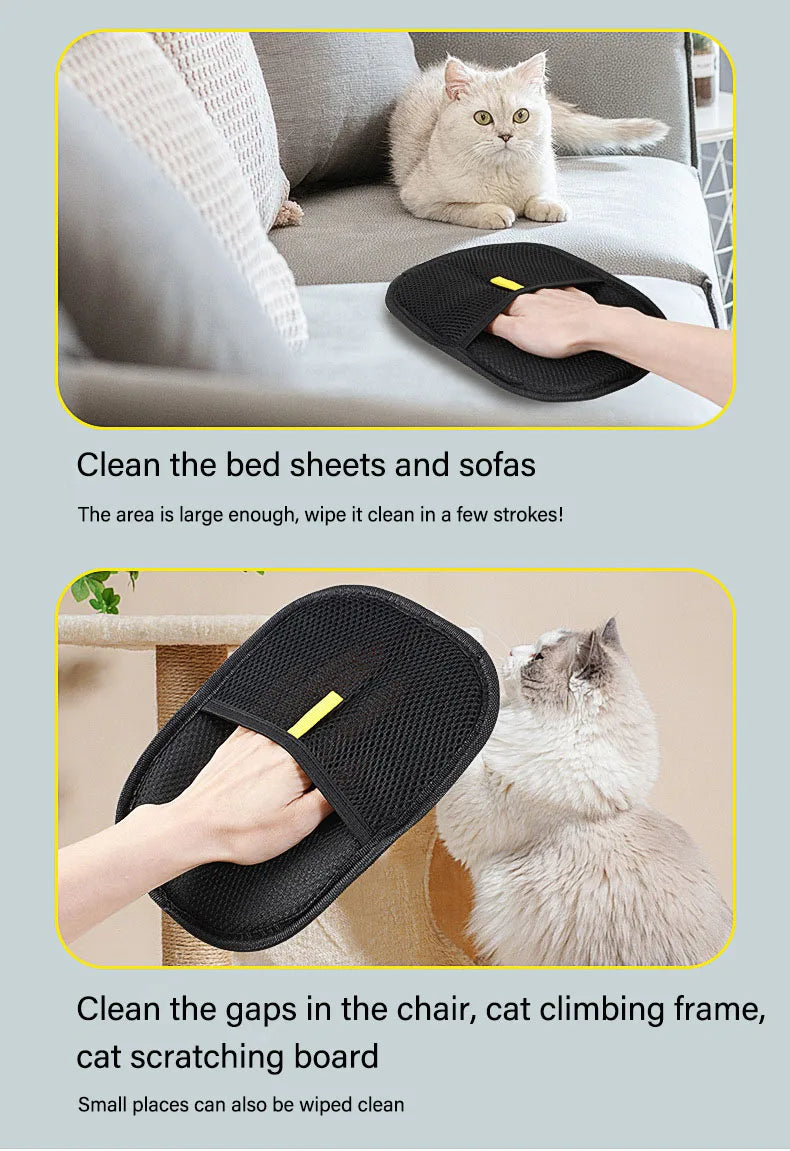 Static Dedusting Pet Grooming Gloves - Hair Remover for Dog & Cat