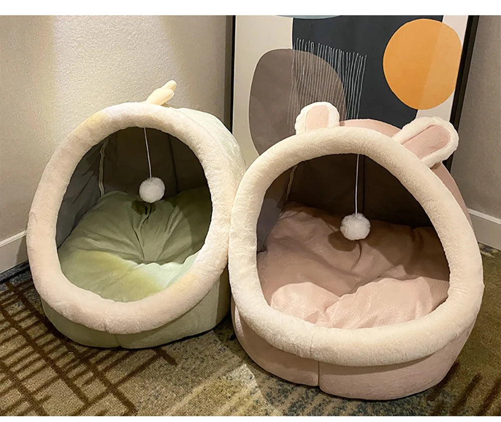 Deep Sleep Foldable Cat Bed – Cozy Cave Mat for Cats & Small Dogs