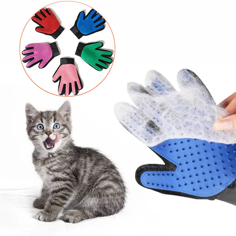Pet Grooming Glove - Hair Deshedding Brush & Massage Comb for Cats & Dogs