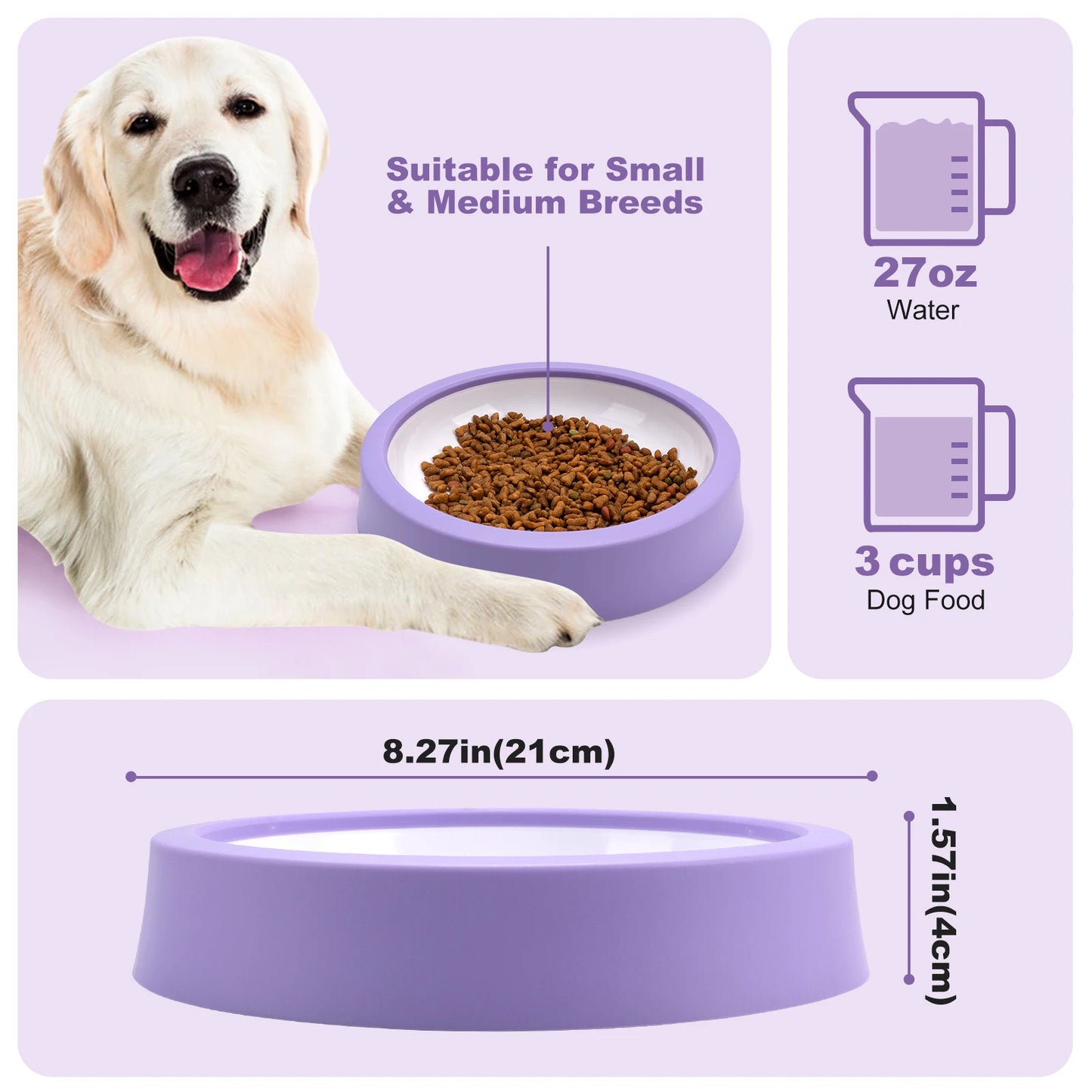Anti-Gulping Slow Feeder Dog Bowl - Non-Slip Eco Dish for All Sizes