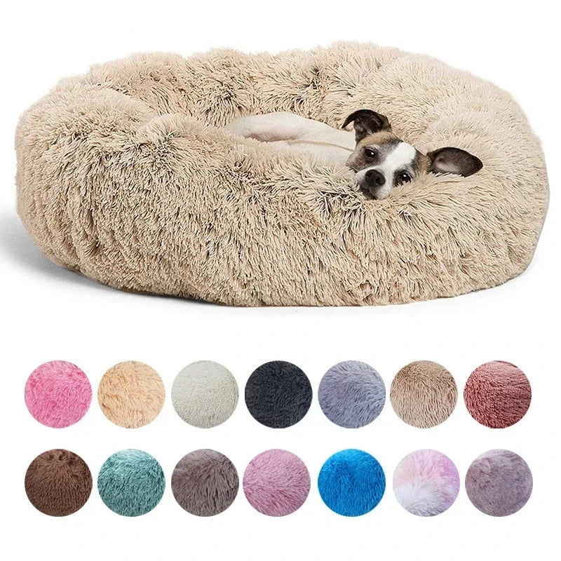 Soft Round Pet Bed for Medium & Large Dogs  Winter Warm Plush Sleeping Mat