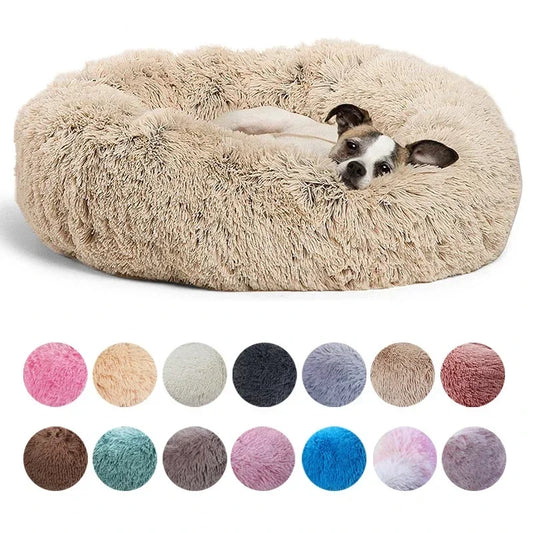 Soft Round Pet Bed for Medium & Large Dogs  Winter Warm Plush Sleeping Mat