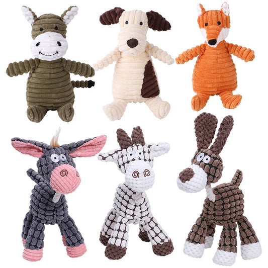 Plush Squeaky Dog Toy - Bite-Resistant Animal Toy for Puppies & Dogs