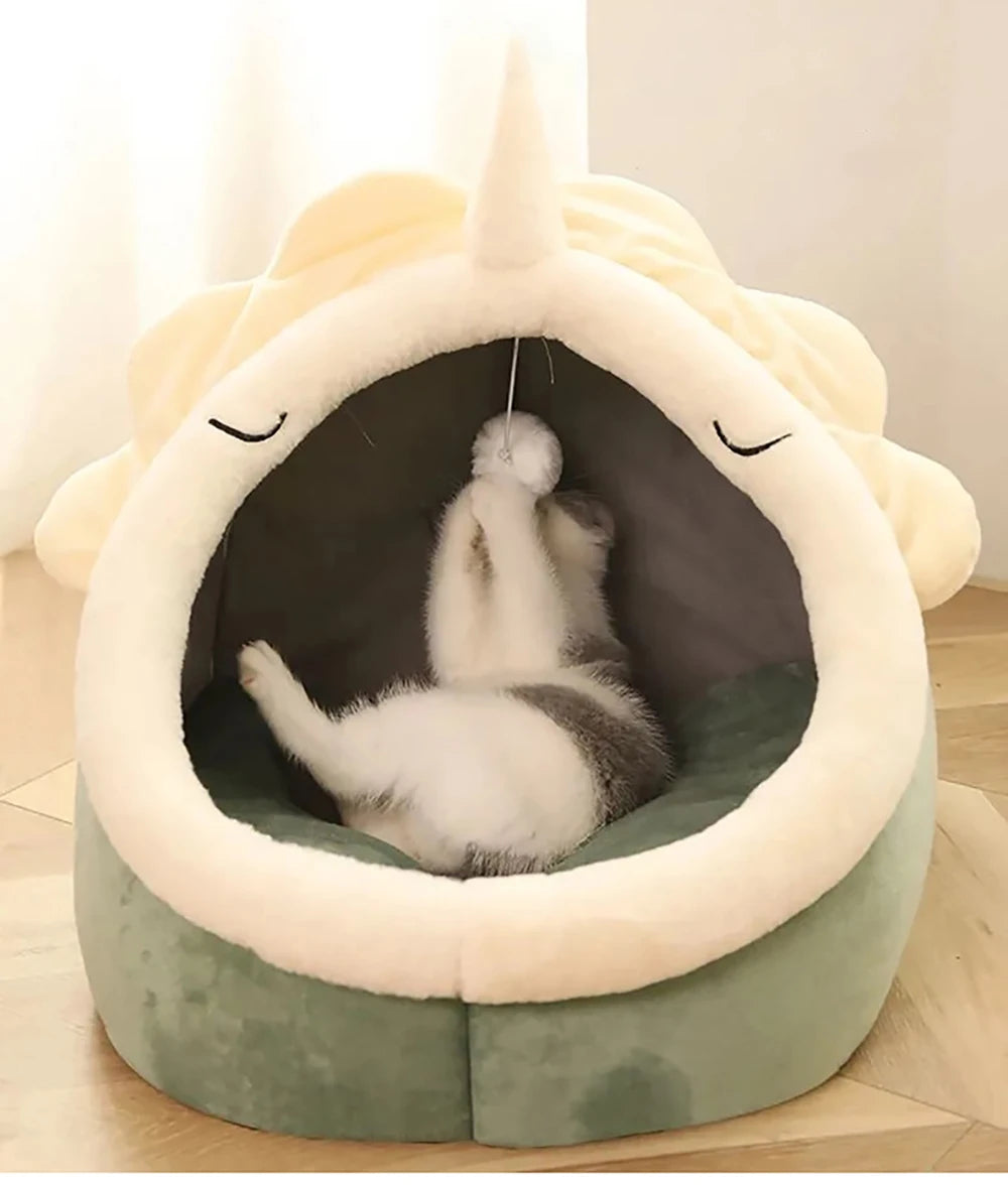 Deep Sleep Foldable Cat Bed – Cozy Cave Mat for Cats & Small Dogs
