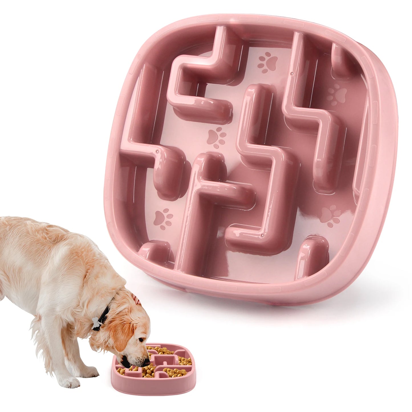 Anti-Gulping Slow Feeder Dog Bowl - Non-Slip Eco Dish for All Sizes