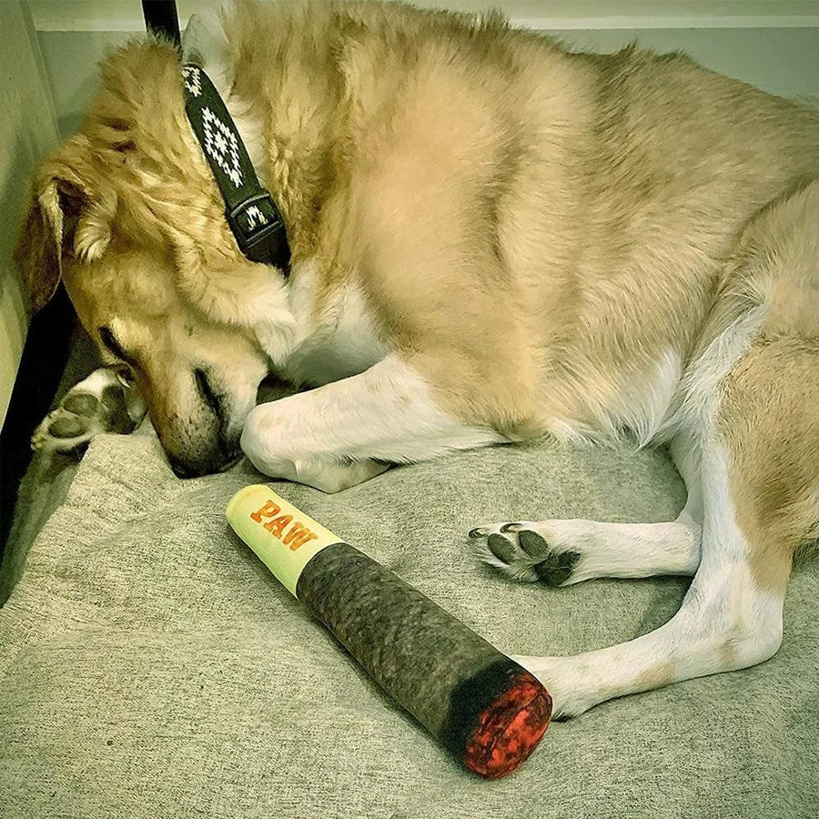 Cigar Plush Squeaky Dog Toy - Funny Chew Toy for Small & Medium Dogs