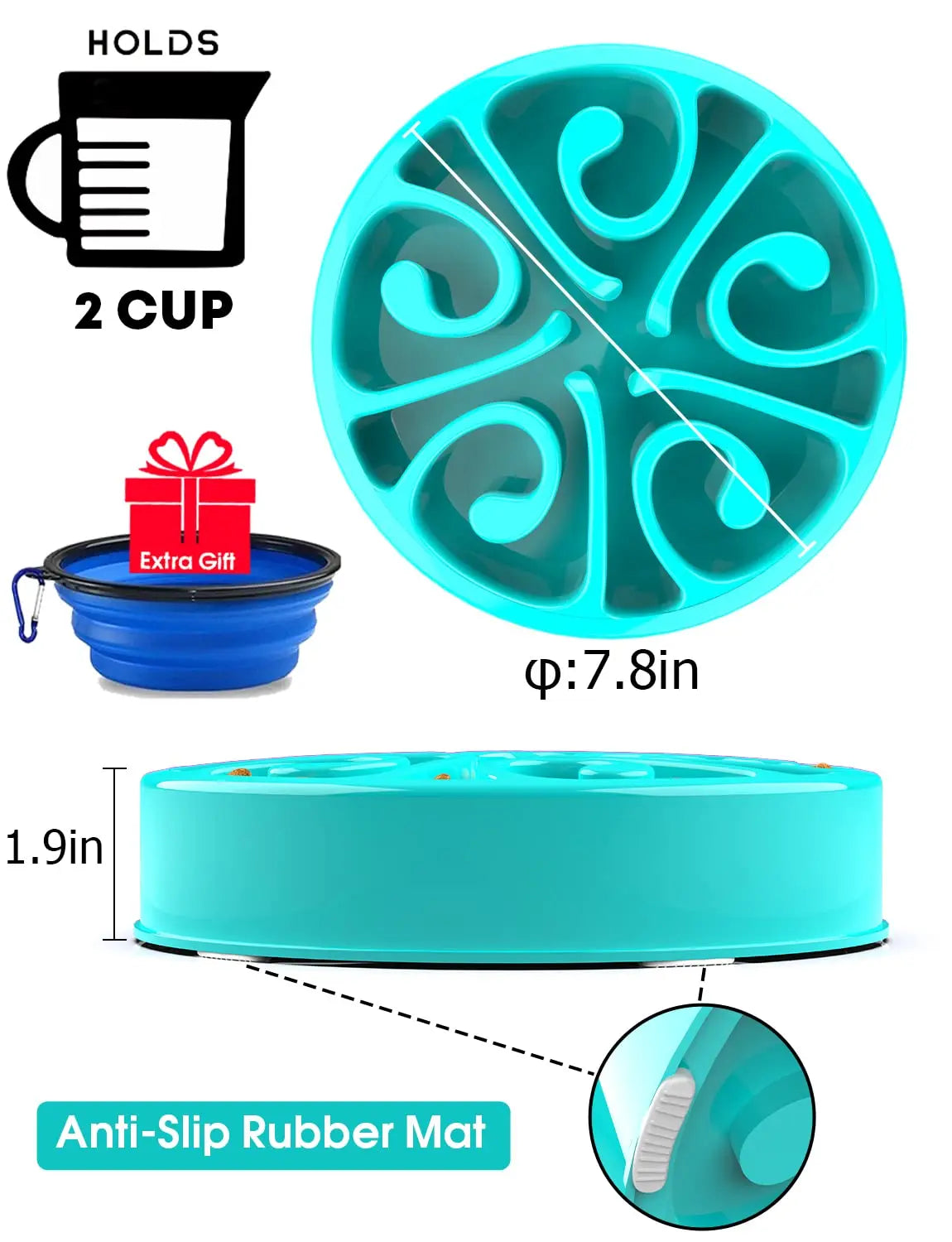Slow Feeder Dog Bowl - Non-Slip, Anti-Gulping, Eco-Friendly Dish