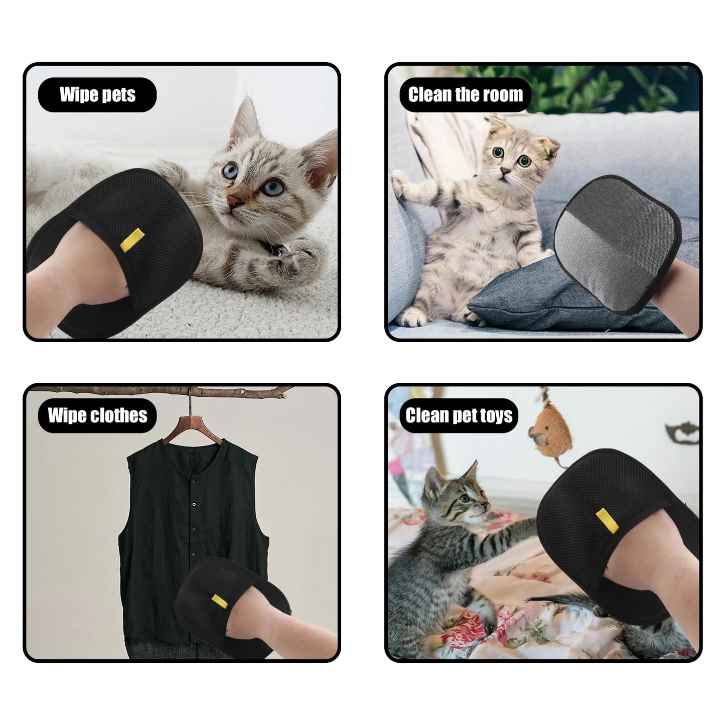 Reusable Double-Sided Static Removal Grooming Gloves - Pet Hair Remover for Carpets