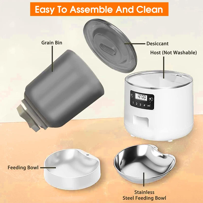 4L Smart Automatic Pet Feeder - Remote APP Controlled for Dogs & Cats