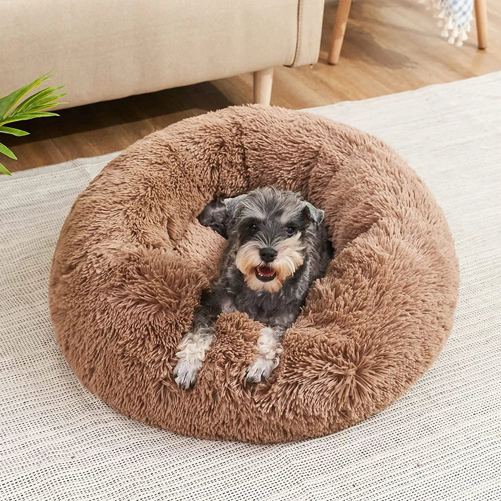 Soft Round Pet Bed for Medium & Large Dogs  Winter Warm Plush Sleeping Mat