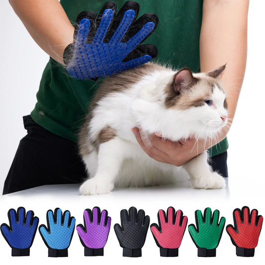 Pet Grooming Glove - Hair Deshedding Brush & Massage Comb for Cats & Dogs