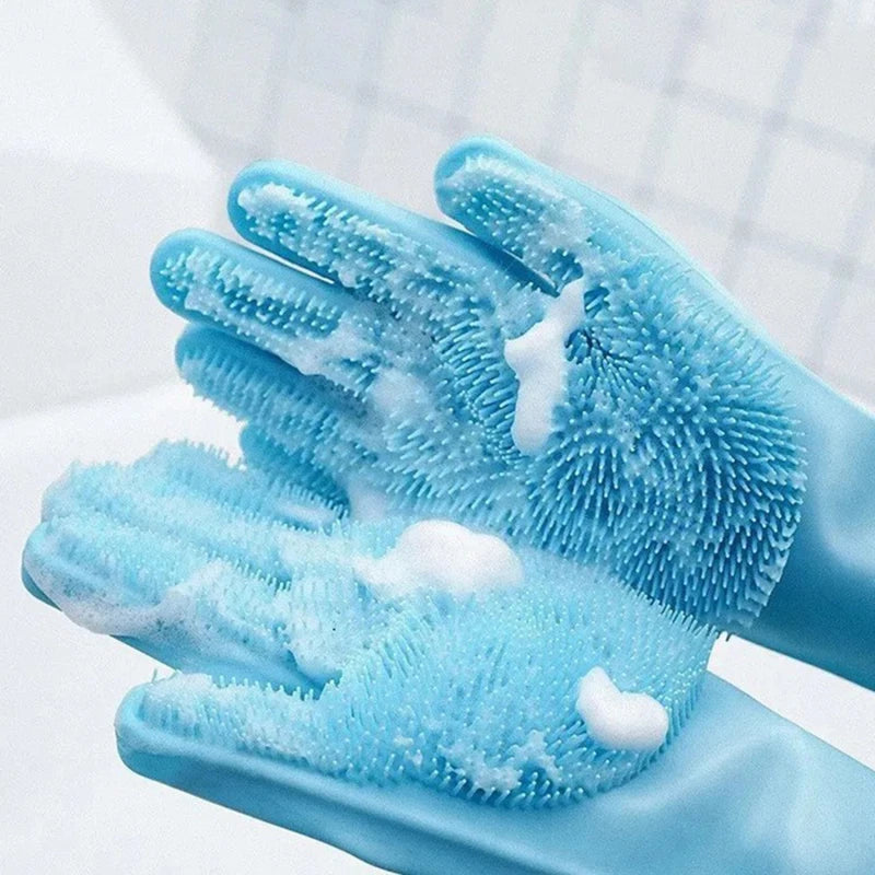 Silicone Pet Bathing Gloves - Shampoo & Hair Removal Massaging Sponge