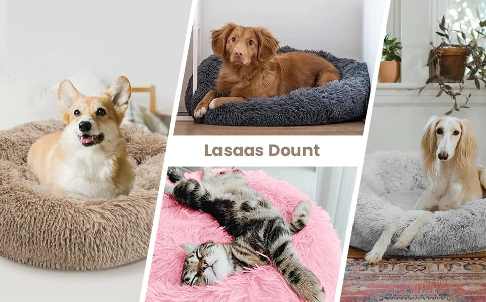 Soft Round Pet Bed for Medium & Large Dogs  Winter Warm Plush Sleeping Mat