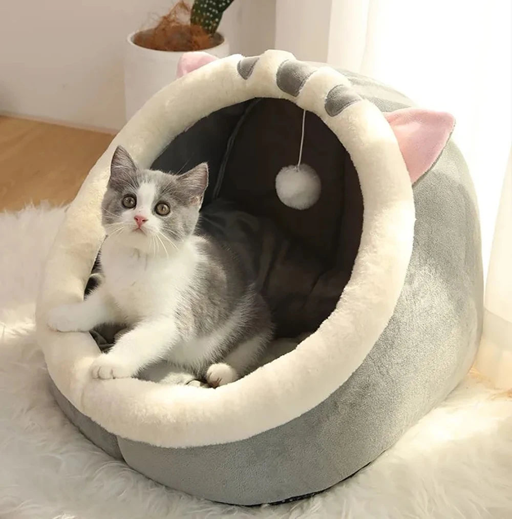 Deep Sleep Foldable Cat Bed – Cozy Cave Mat for Cats & Small Dogs