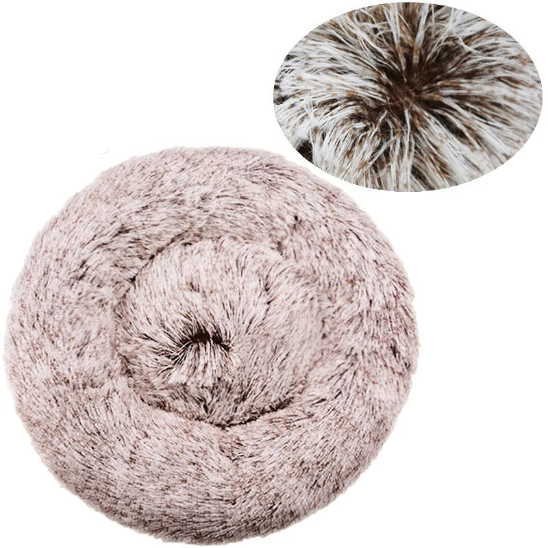 Soft Round Pet Bed for Medium & Large Dogs  Winter Warm Plush Sleeping Mat