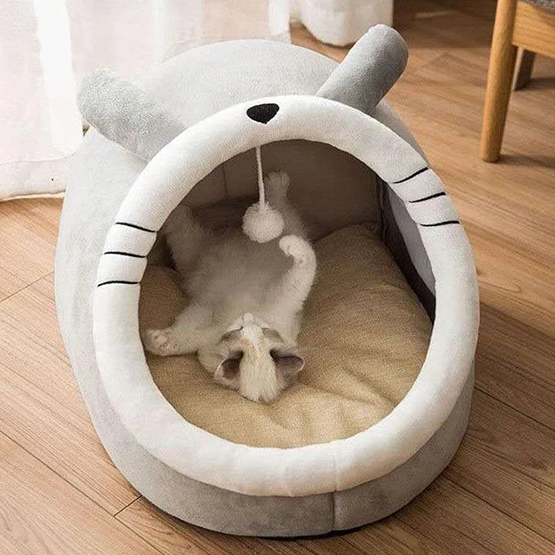 Deep Sleep Foldable Cat Bed – Cozy Cave Mat for Cats & Small Dogs