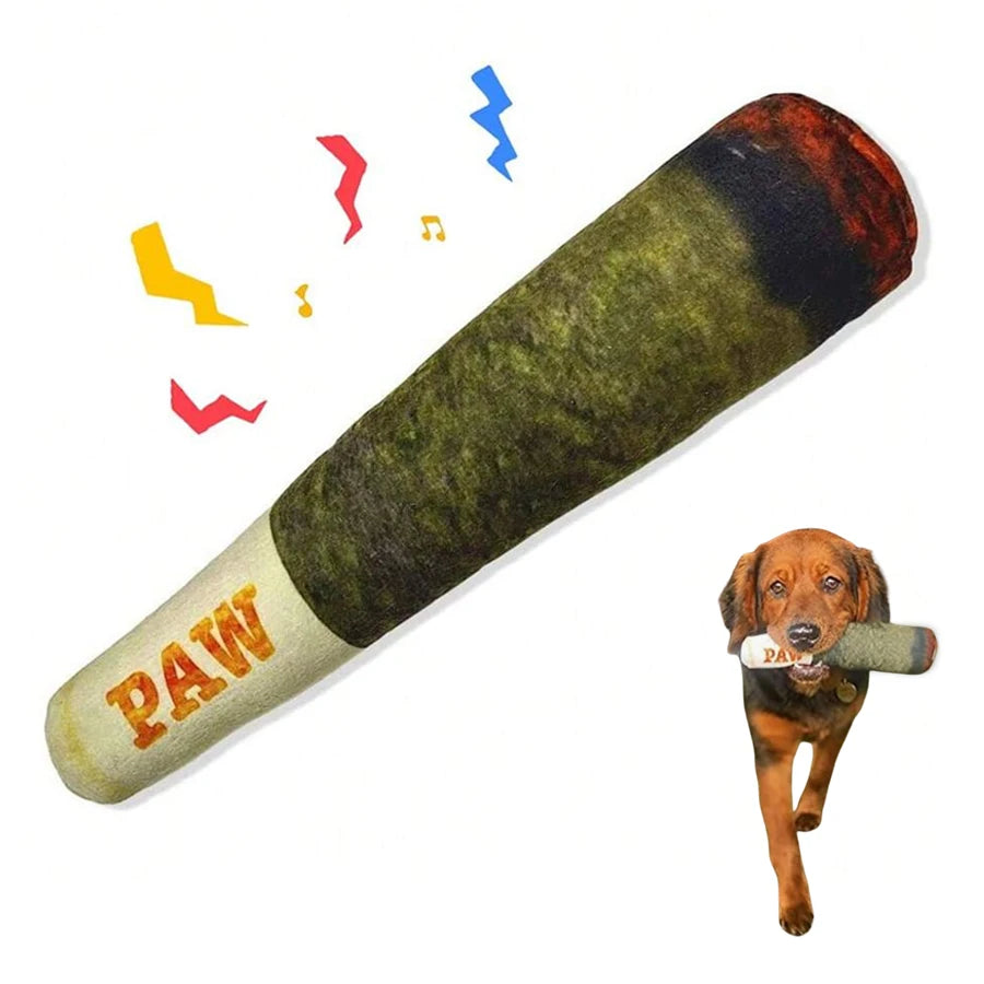 Cigar Plush Squeaky Dog Toy - Funny Chew Toy for Small & Medium Dogs