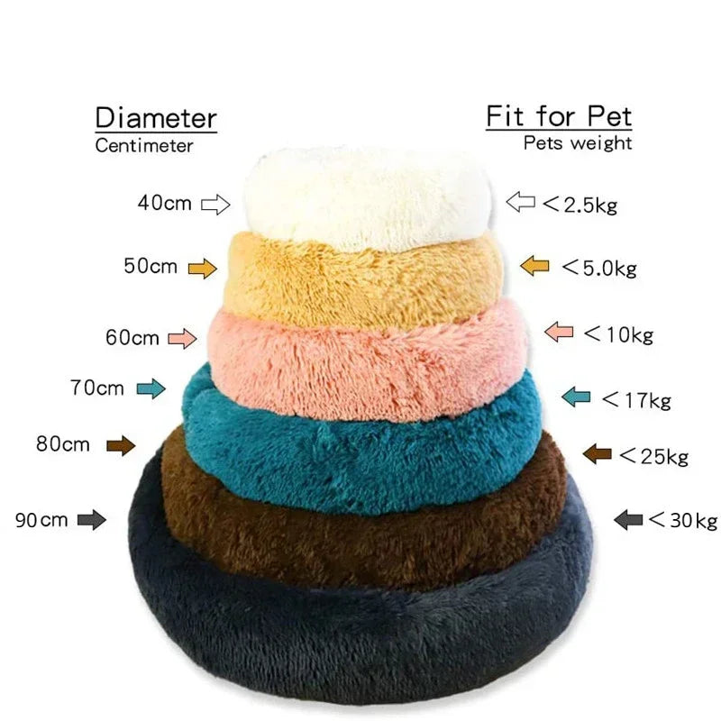 Soft Round Pet Bed for Medium & Large Dogs  Winter Warm Plush Sleeping Mat
