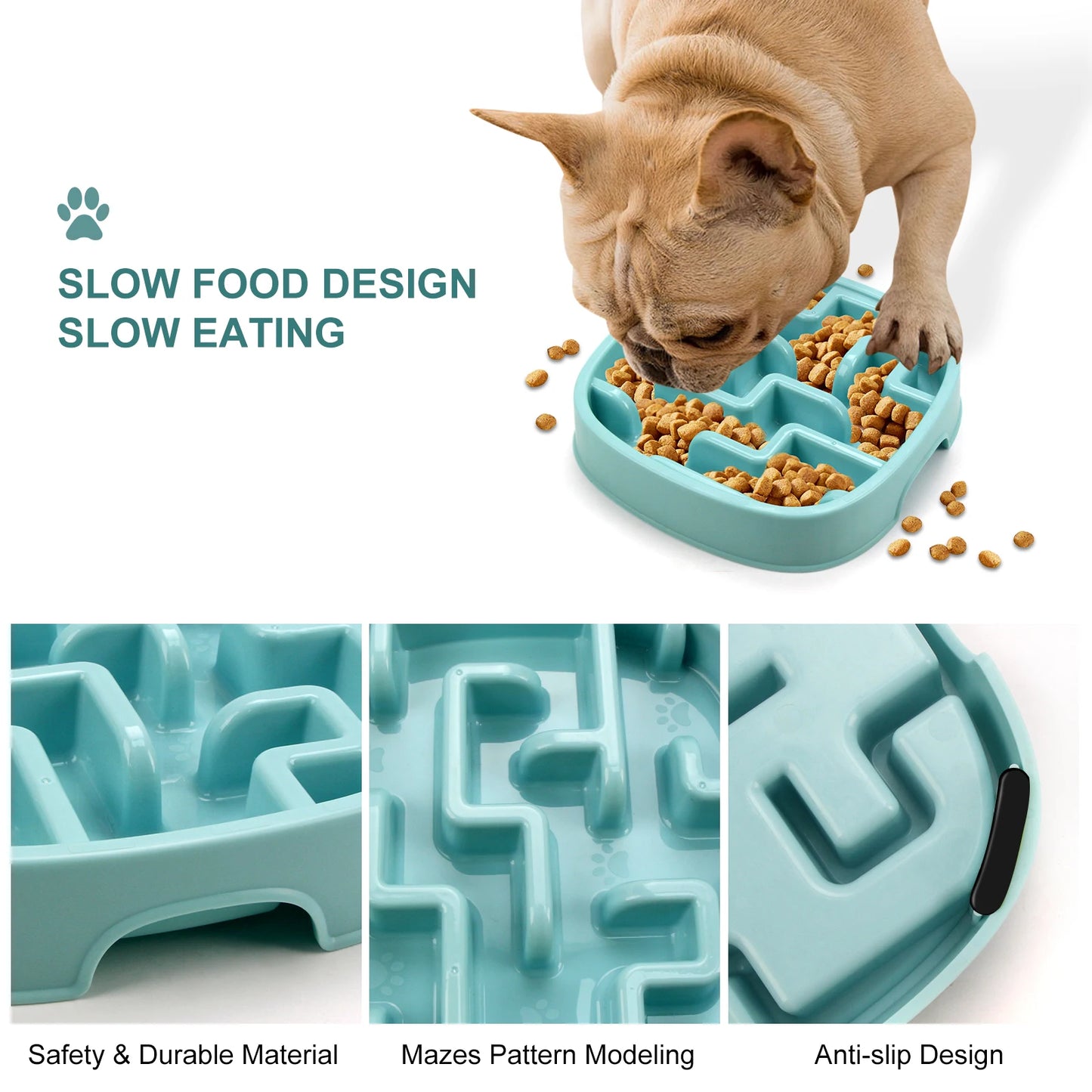 Anti-Gulping Slow Feeder Dog Bowl - Non-Slip Eco Dish for All Sizes