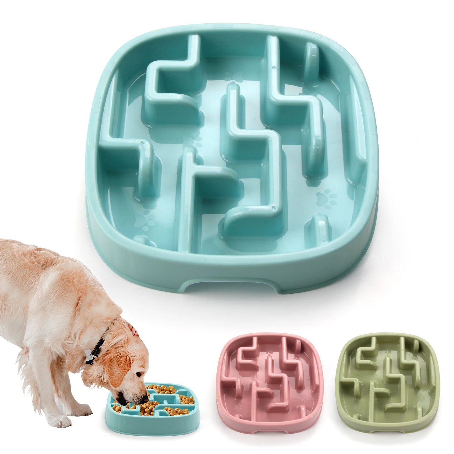 Anti-Gulping Slow Feeder Dog Bowl - Non-Slip Eco Dish for All Sizes