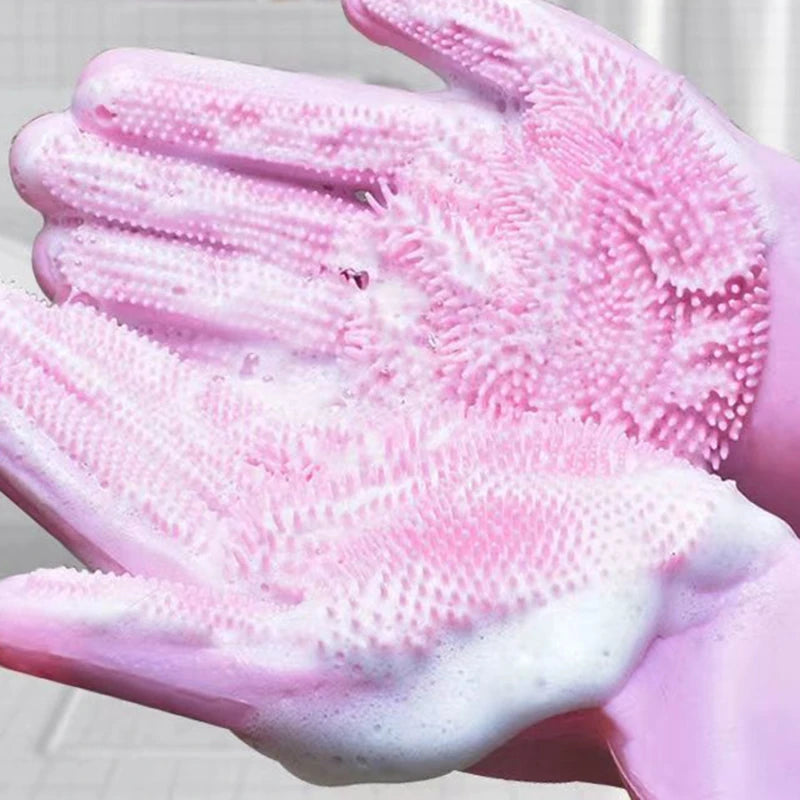 Silicone Pet Bathing Gloves - Shampoo & Hair Removal Massaging Sponge