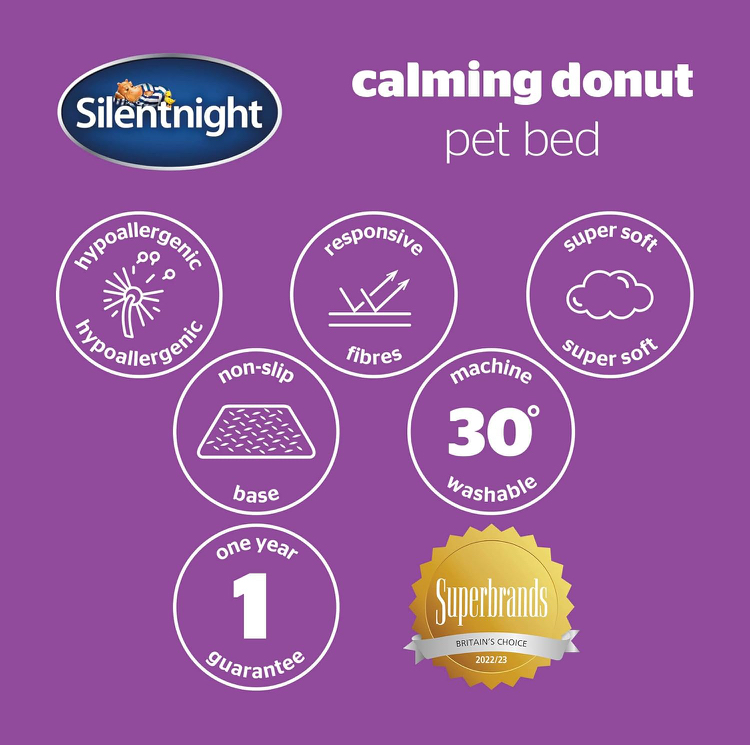 Silentnight Calming Donut Dog Bed – Plush Anti-Anxiety Pet Nest