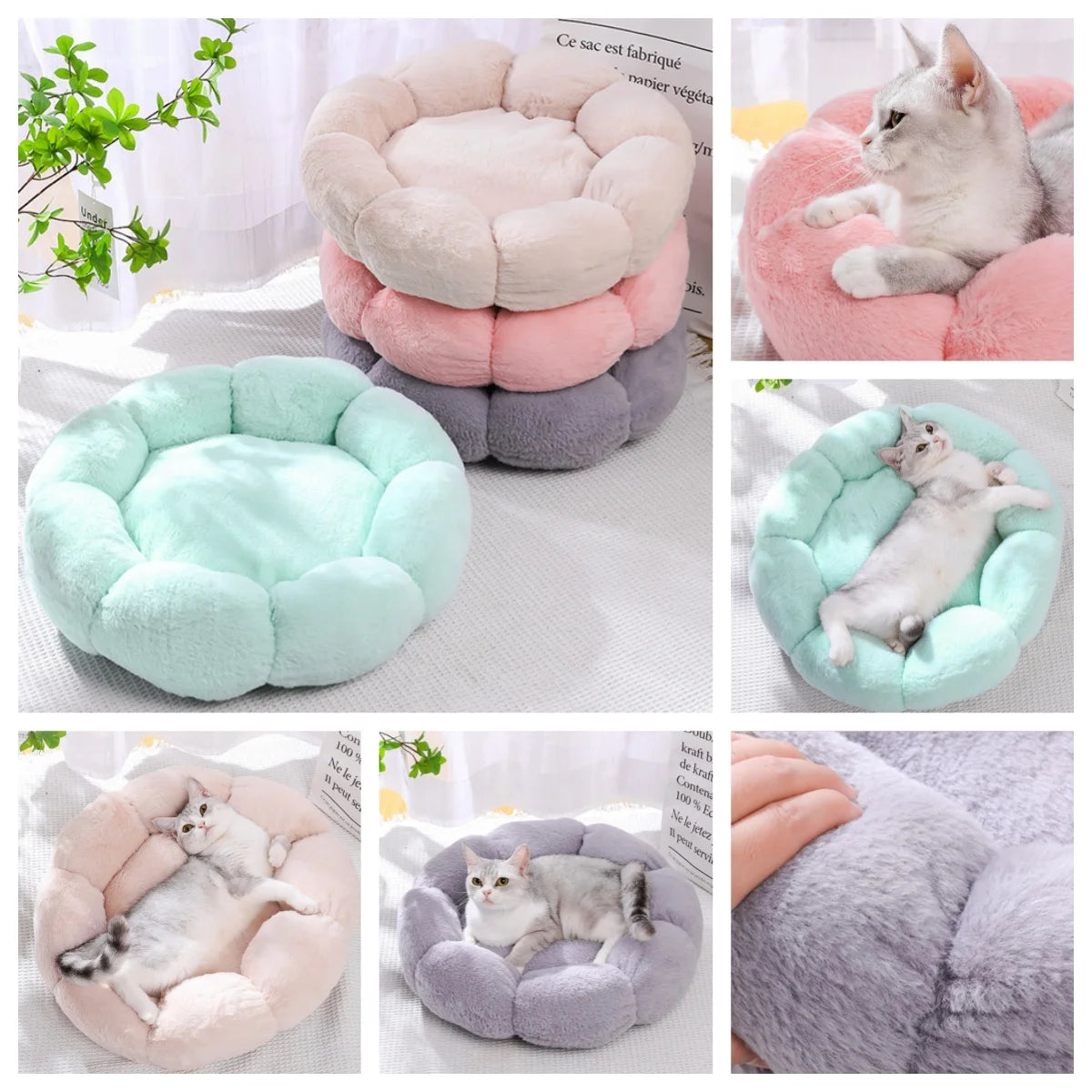 Flower-Shaped Pet Bed – Comfortable Sleep Mat for Large Dogs