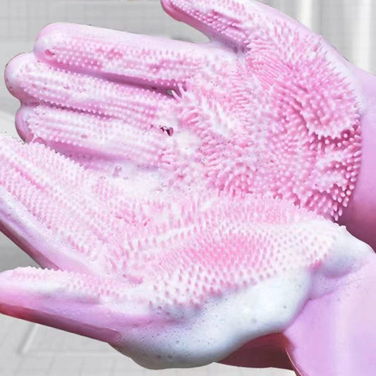 Silicone Pet Bathing Gloves - Shampoo & Hair Removal Massaging Sponge